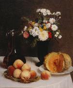 Henri Fantin-Latour Still Life with a Carafe, Flowers and Fruit Sweden oil painting artist